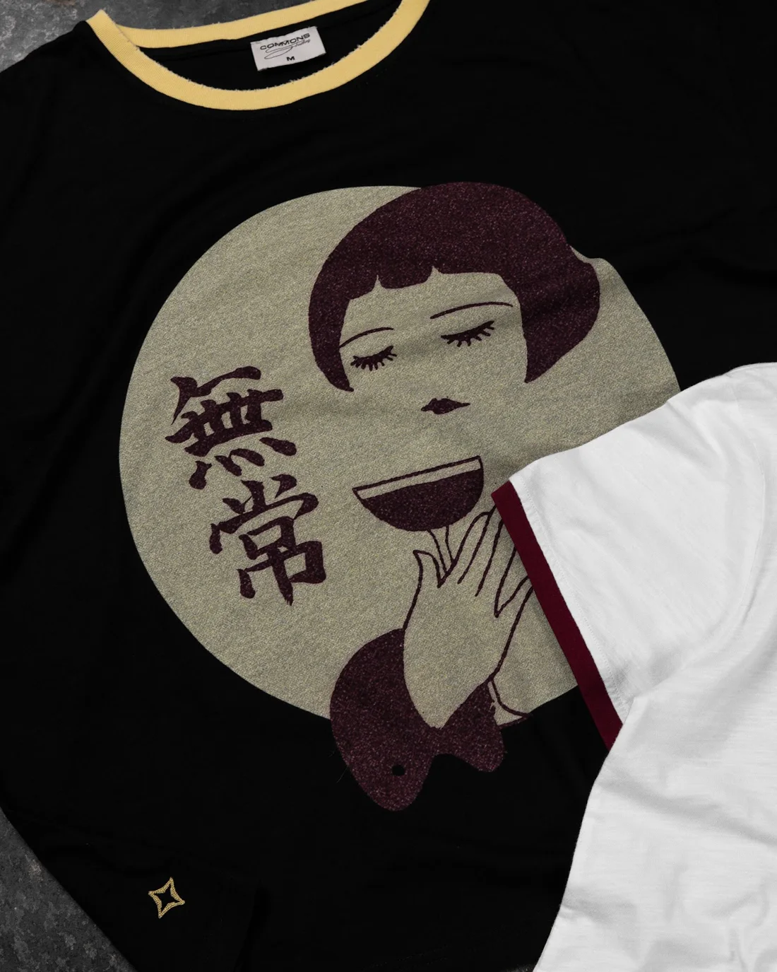 Kanpai and Kyotsu ringer tee graphics