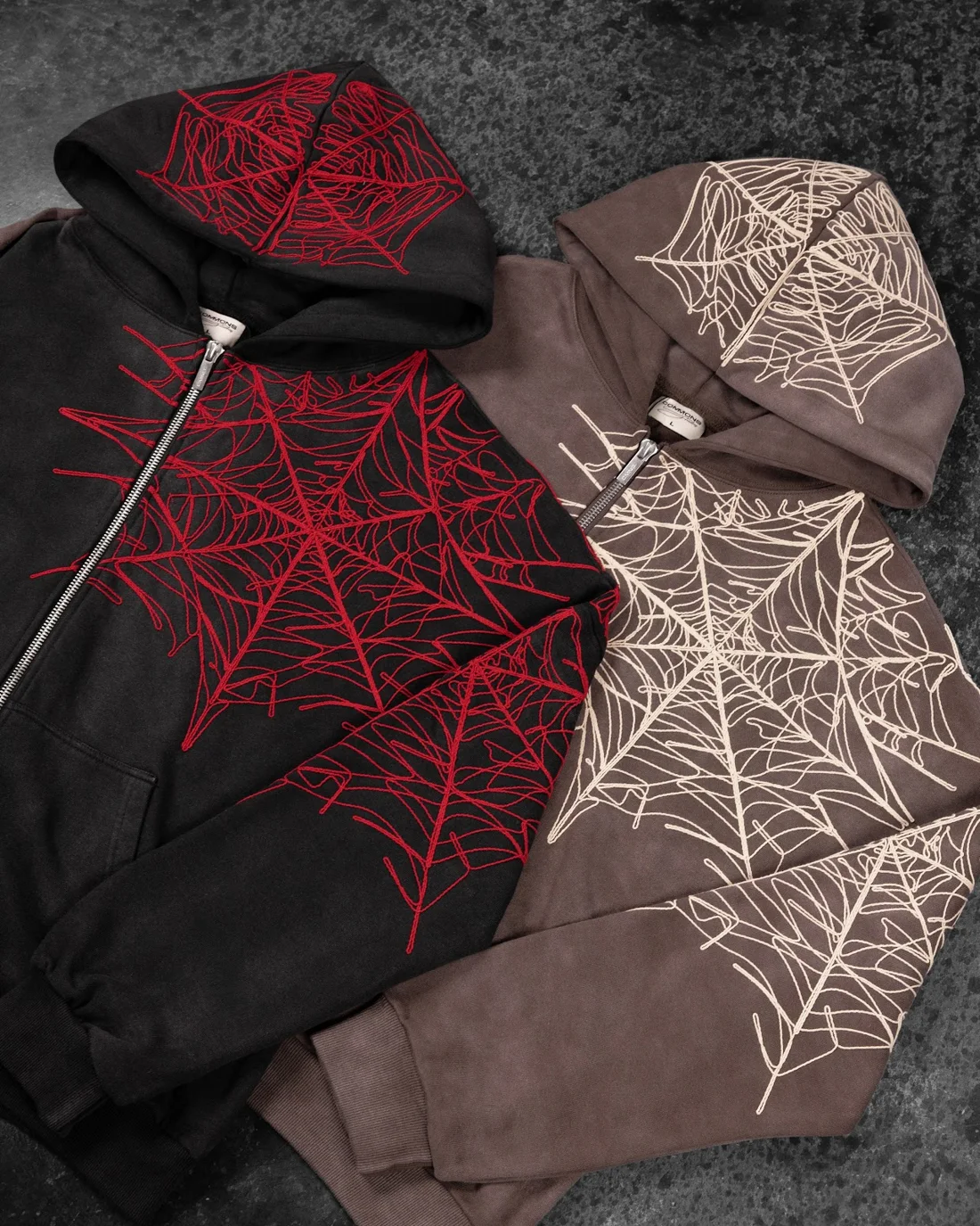 Commons Spider hoodies with embroidered web details